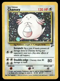 Pokemon Cards Chansey 3/130 Base Set 2 Holo Rare DMG *3 *CREASE* - Image 1