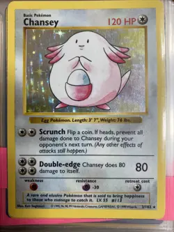 Shadowless Chansey 3/102 Base Set Holo Rare Vintage 1999 Pokemon Card - Image 1