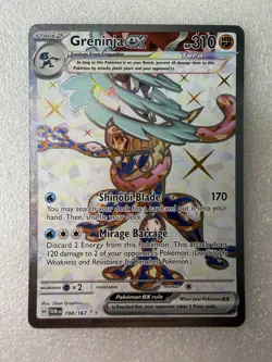 Pokemon Greninja ex Ultra Rare Full Art Tera Holo Sv06 198/167 Card - Image 1