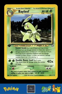 2000 Pokemon WotC Neo Genesis 29/111 Bayleef (Sugimori) 1st Ed - Image 1