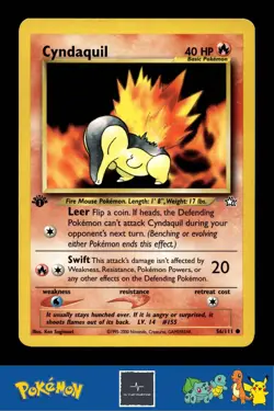 2000 Pokemon WotC Neo Genesis 56/111 Cyndaquil (Sugimori) 1st Ed - Image 1