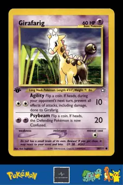 2000 Pokemon WotC Neo Genesis 58/111 Girafarig (Sugimori) 1st Ed - Image 1