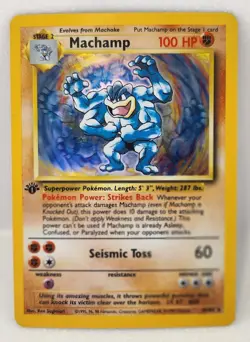Machamp 8/102 Base Set 1st Edition Rare Holo Stage 2 Pokemon Card - Image 1