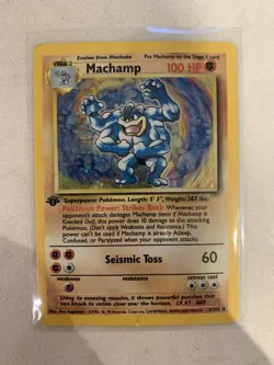 Pokemon TCG Machamp Holo 1st Edition Base Set 8/102 Rare Card - Image 1