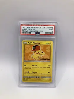 2017 POKEMON SM BLACK STAR PROMO I CHOOSE YOU! #SM110 ASH'S PIKACHU PSA 9 - Image 1
