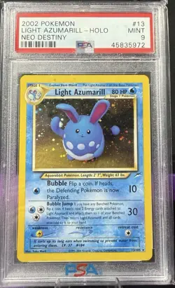 2002 PSA 9 Light Azumarill #13 Holo Rare WOTC Pokemon Neo Destiny Unlimited - Image 1
