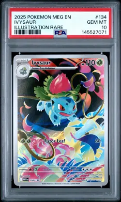 PSA 10 GEM MINT Pokemon Card Ivysaur 134/132 Illustration Rare Mega Evolution - Image 1