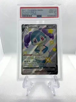 Pokemon 2021 Shining Fates Fullart Indeedee V #SV114 PSA 10 - Image 1