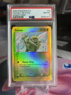 2003 Pokemon EX Sandstorm CACNEA 58/100 REVERSE-FOIL TCG GRADED PSA 8 - Image 1