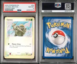2003 Pokemon EX Sandstorm CACNEA 58/100 REVERSE-FOIL TCG GRADED PSA 8 - Image 3