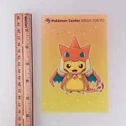 Mega Charizard Pikachu - Pokemon Center Mega Tokyo Clear Card 2016 From Japan - Image 2