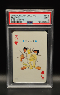 Meowth Playing Poker Card 2000 Gold Ho-oh PSA 9 Nintendo Japanese 3 Of Hearts - Image 1