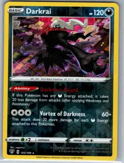 Darkrai 105/189 Reverse Holo - Pokemon Card - NM - Image 1