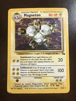 Magneton 11/62 Holo Rare DMG Pokemon TCG Fossil WOTC DMG - Image 1