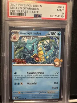 2025 POKEMON DRI EN-DESTINED RIVALS PRERELEASE-STAFF MISTY'S GYARADOS PSA 10 - Image 1