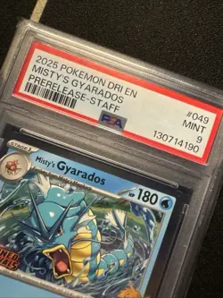 2025 POKEMON DRI EN-DESTINED RIVALS PRERELEASE-STAFF MISTY'S GYARADOS PSA 10 - Image 3