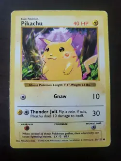 Pokemon Pikachu 58/102 Base Set Shadowless (Damaged) - Image 1