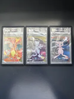PC3 PC5 PC7 PSA 9 Charizard Mewtwo Mew 2000 Topps Pokemon Animation Clear Cards - Image 2