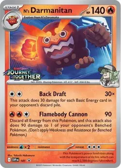 Pokemon TCG N's Darmanitan SVP181 Journey Together Pre Release Promo - Image 1