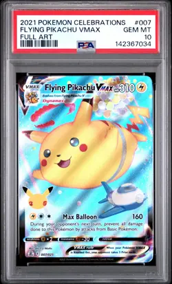 2021 Pokemon Celebrations #007 Flying Pikachu Vmax PSA10 - Image 1