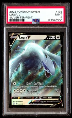 PSA 9 Lugia V 138 Pokemon Sword & Shield Silver Tempest 2022 - Image 1