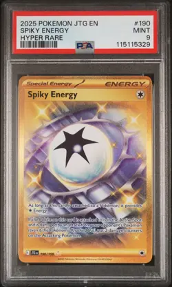 2025 POKEMON JTG EN-JOURNEY TOGETHER HYPER RARE #190 SPIKY ENERGY PSA 9 - Image 1