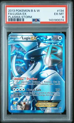 2013 POKEMON BLACK & WHITE PLASMA STORM #134 FULL ART/LUGIA EX PSA 6 - Image 1