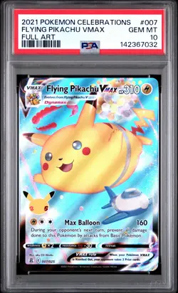 2021 Pokemon Celebrations #007 Flying Pikachu Vmax PSA10 - Image 1