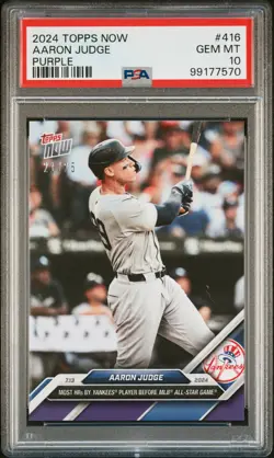 2024 TOPPS NOW PURPLE #416 AARON JUDGE 21/25 PSA 10 - Image 1