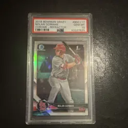 Topps 2018 Bowman Draft Chrome Nolan Gorman BDC-117 Refractor PSA 10 Rookie - Image 1