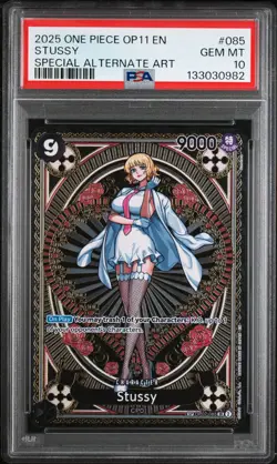 2025 ONE PIECE OP11-A FIST OF DIVINE SPEED SPECIAL ALTERNATE ART STUSSY PSA 10 - Image 1