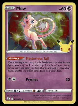 Mew 011/025 Celebrations CEL 25th Anniversary Rare Holo Pokemon LP - Image 1