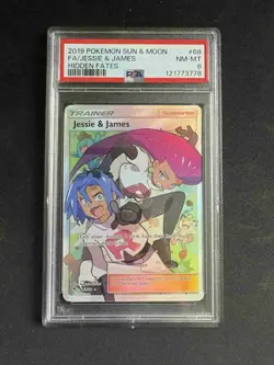 POKEMON CARD HIDDEN FATES JESSIE AND JAMES 68/68 PSA 8 (NM-MT) - Image 1