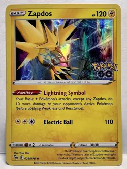 Zapdos 029/078 Holo Rare Pokemon GO Pokemon Card TCG NM - Image 1