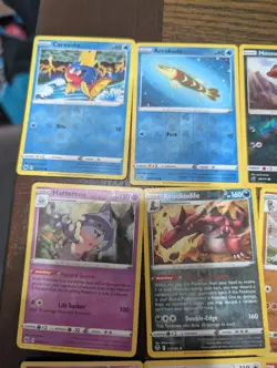 28 Pokemon Card Lot Holos + Reverse Holos Radiant Hawlucha Riolu Scyther Drampa - Image 2
