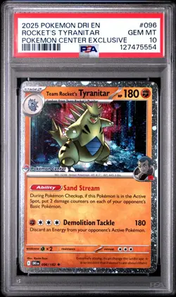 DESTINED RIVALS *POKEMON CENTER STAMPED* PROMO TEAM ROCKET'S TYRANITAR PSA 10 - Image 1