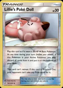 Pokemon Reverse Holo Lillie's Poke Doll SM - Cosmic Eclipse 197/236 LP - Image 1