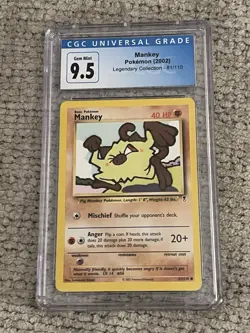 Pokemon TCG Mankey Legendary Collection CGC 9.5 GEM Mint 2002 81/110 - Image 1