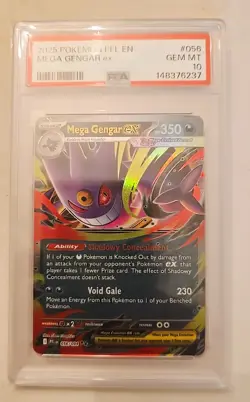 2025 POKEMON PFL EN-PHANTASMAL FLAMES #056 MEGA GENGAR EX PSA 10 - Image 1