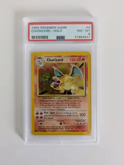 Pokemon TCG Charizard Base Set Holo Unlimited Rare Card 4/102 PSA 8 NM-Mint - Image 1
