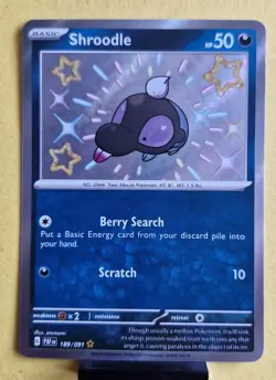 Pokemon TCG Shroodle Scarlet Violet Paldean Fates Holo Card 189/091 - Image 1