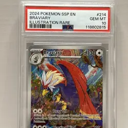 Pokemon TCG Braviary Illustration Rare Card 214/191 Surging Sparks PSA 10 - Image 3