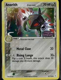 Anorith Delta Species Common Holon Phantoms 57/110 Metal Reverse Holo Pokemon Ca - Image 1