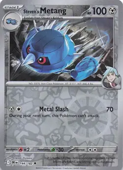 Steven's Metang Reverse Holofoil Pokemon Destined Rivals 144/182 NM - Image 1