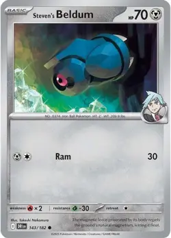 Steven's Beldum Pokemon Destined Rivals 143/182 NM - Image 1