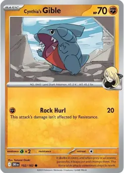 Cynthia's Gible Pokemon Destined Rivals 102/182 NM - Image 1