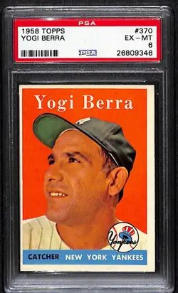 1958 Topps #370 Yogi Berra - New York Yankees - PSA 6 - Image 1