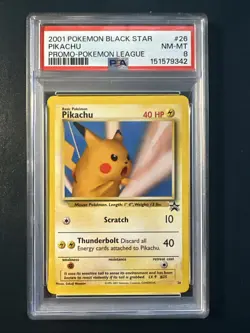 PSA 8 Pikachu 26 Pokemon League Promo Black Star Pokemon - Image 1