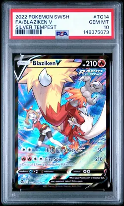 2022 POKEMON SWORD & SHIELD SILVER TEMPEST #TG14 FULL ART/BLAZIKEN V PSA 10 - Image 1