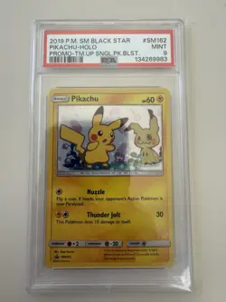Pokemon Pikachu Team Up Blister Black Star Holo Promo SM162 PSA 9 - Image 4